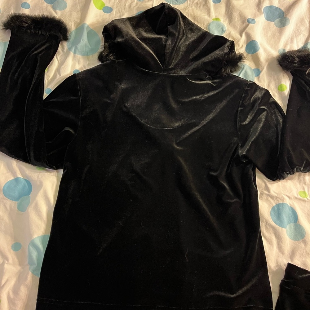 Jasmine Black Velvet Teddy Jacket with Genuine Fur Trim Upscale Loungeware - Picture 2 of 15